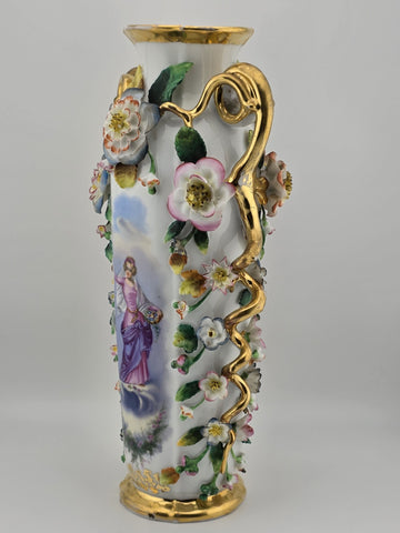 Rare Antique 19th C Jacob Petit Old Vieux Paris Porcelain Rococo 12 7/8" Vase