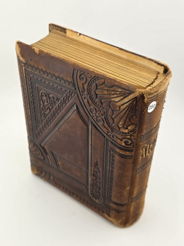 ANTIQUE 19TH C VICTORIAN BROWN CABINET TIN TYPE PHOTO FAMILY ALBUM. ALMOST FULL.