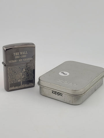 Vintage Rare Unfired 2002 Zippo The Wall Vietnam Remembered 1982 - 2002 Lighter