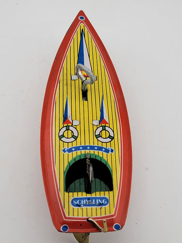 Vintage 1996 Schylling Tin SpeedBoat Zephyr Wind Up Toy LIMITED EDITION. Working