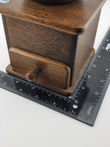 Rare DE Vintage European Manual Solid Wood Cast Iron Coffee Grinder With Drawer.