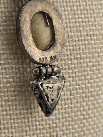 South America Artisan 925 Sterling Silver Jasper Citrine Hinged Pendant Necklace