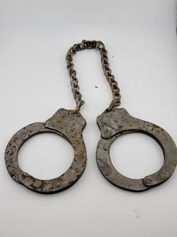 Antique WW2 Era Harvard Lock Company New York Leg Shackles Leg Irons Cuffs
