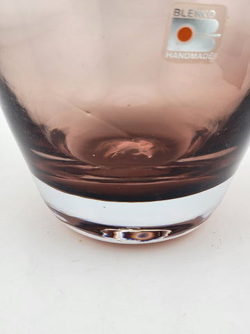Vtg Blenko Glass Vase Purple Amethyst Hand Blown Glass Mid-Century Decor 7.5”