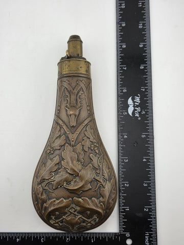 Rare Antique Original U.S. Mexican-American War “Stag & Oak Leaf” Powder Flask