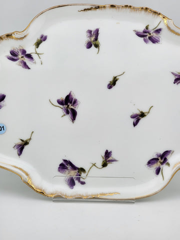Vintage A. Klingenberg & C. Dwenger Coiffe ~Violet Limoges Serving Tray ca 1900