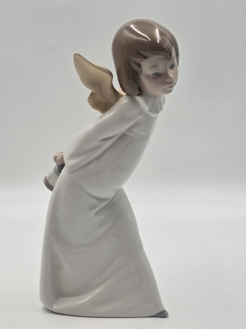 Lladro #4960 Curious Angel With Lantern Porcelain Figurine Spain Original Box