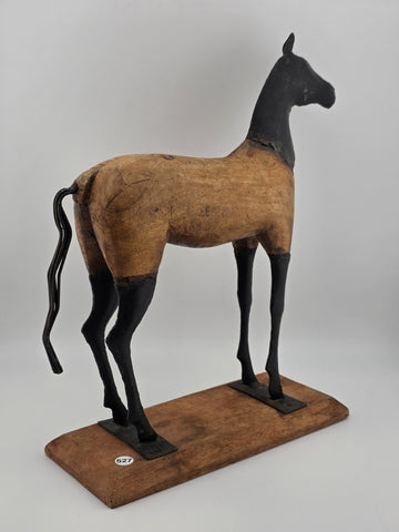 Vintage, Hand Carved Wood & Metal, Folk Art, Horse Sculpture