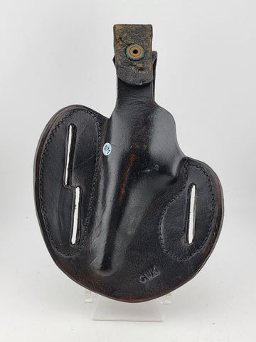 Vintage Post WW2 Black Leather CWK  Handgun Holster. Good Condition.