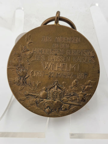 1897 GERMAN STATES PRUSSIA KING WILHELM I 100 Years Genuine Antique Medal