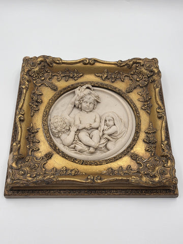 Rare Antique 19th C Enrico Braga Tondo Relief Plaque with Perfugium Regibus Coin