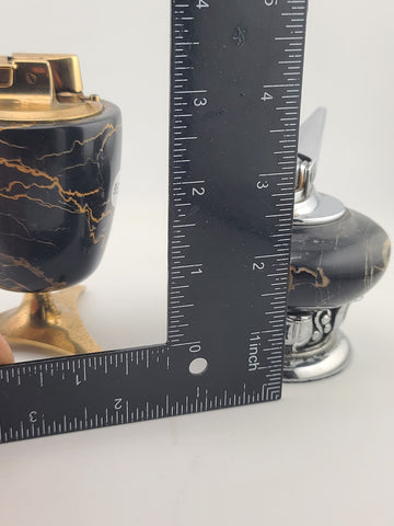 Pair Ronson Mid Century Marble Table Lighter England USA Atomic Barware Untested