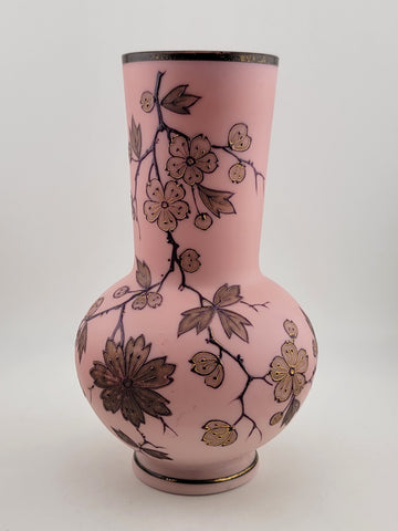 Rare Collectible PK Poschinger Krystallie Antique Burmese glass  Pink vase.