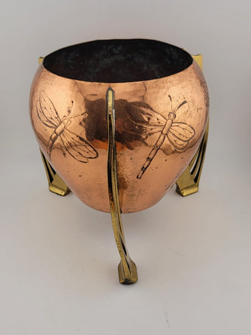 Rare Collectible WMF Ikora, Germany, art nouveau copper and brass vase J1525.