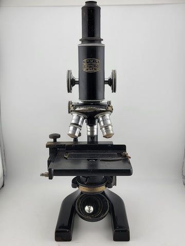 Large Vintage/Antique Spencer Buffalo USA Microscope W/Case & Multiple Parts