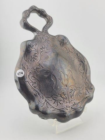 Rare Antique 1904 Art Nouveau Sterling Silver Heavy Hand Mirror German Repousse.