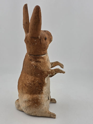 Antique C1890 German Paper Mache Folk Art Composition Rabbit Candy Container