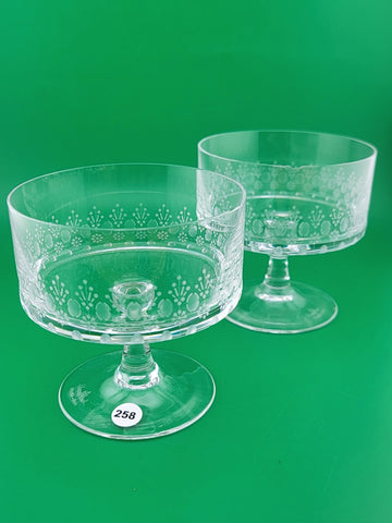 2 Rosenthal Crystal Champagne/ Sherbet glasses, Linie pattern. Minor Knicks.