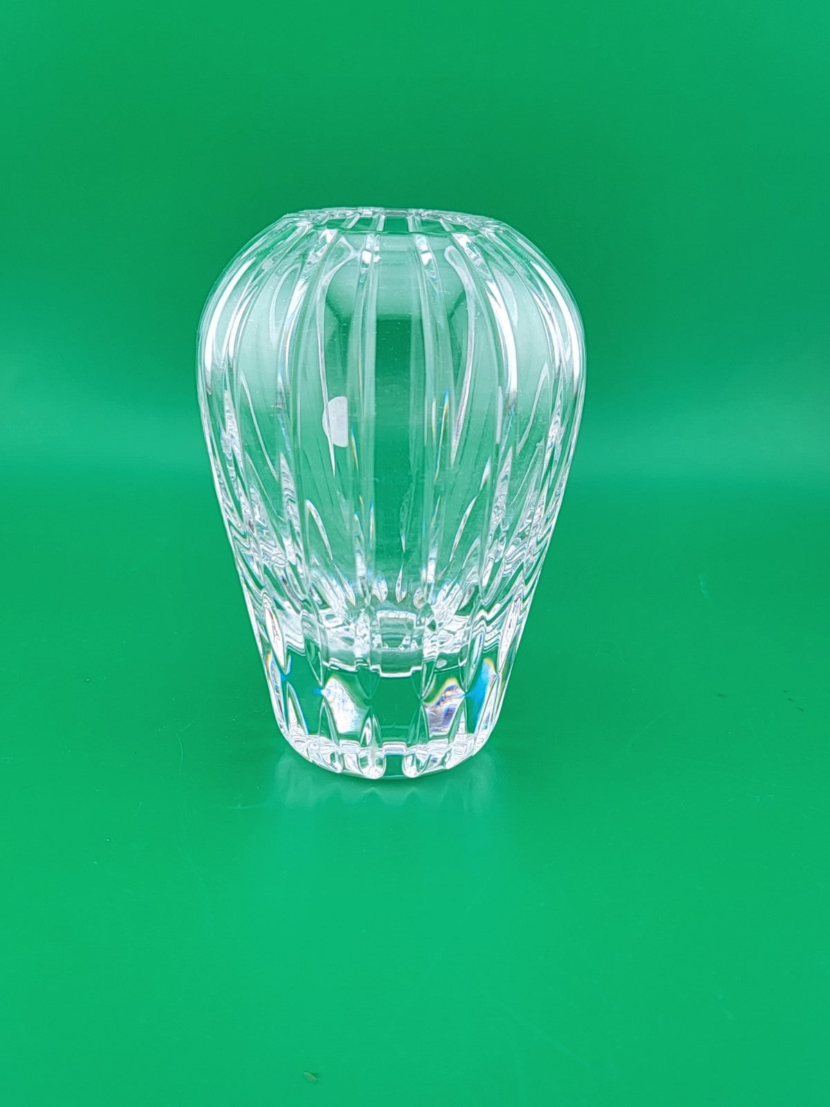 Vintage Atlantis TRIO Lead Crystal Bud Vase Hand Blown Vertical Cuts 4.5"