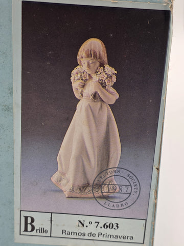 Lladró 7603 Spring Bouquet 1987 Limited Edition Collector's Society Piece w/Box