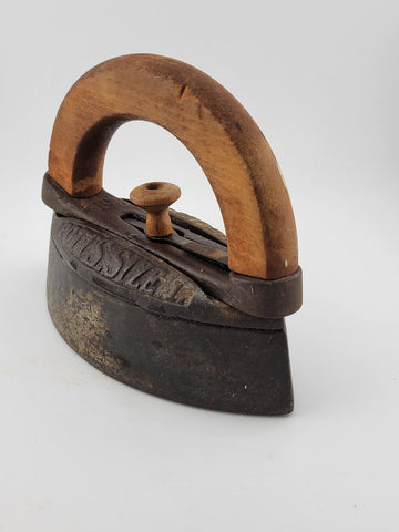 Rare Antique Mrs. Potts No. 1 Sad Iron with Removable Wood Handle. Complete.