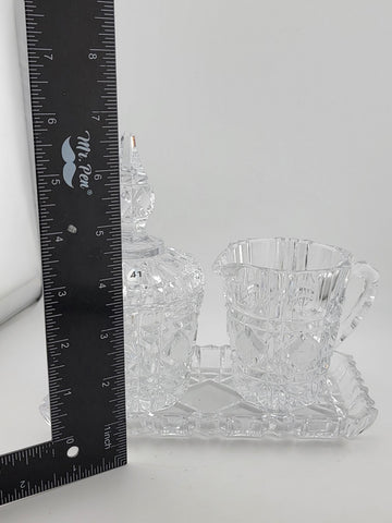 Vintage Heavy Lead Crystal Creamer Sugar And Tray Eloquent Top Quality. No Chips