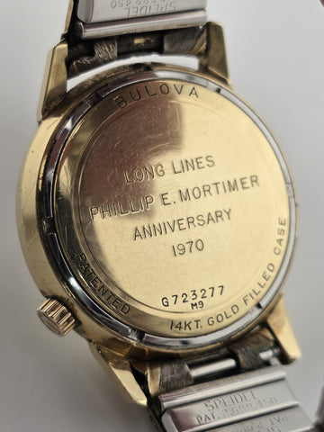 Vintage 1969 Bulova Accutron M9 14KT Gold Filled Tuning Fork Date Watch. Works.