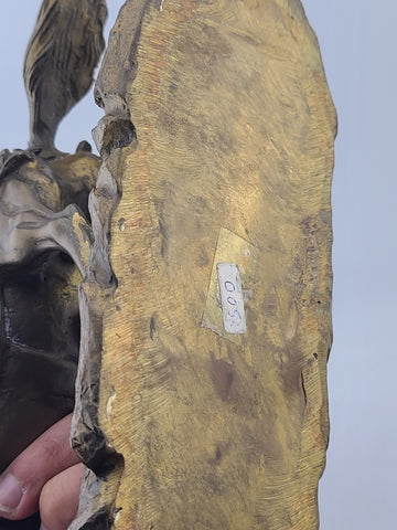 Antique 9" Chinese Ancient Bronze Guan Gong Yu Warrior God Ride Horse Statue