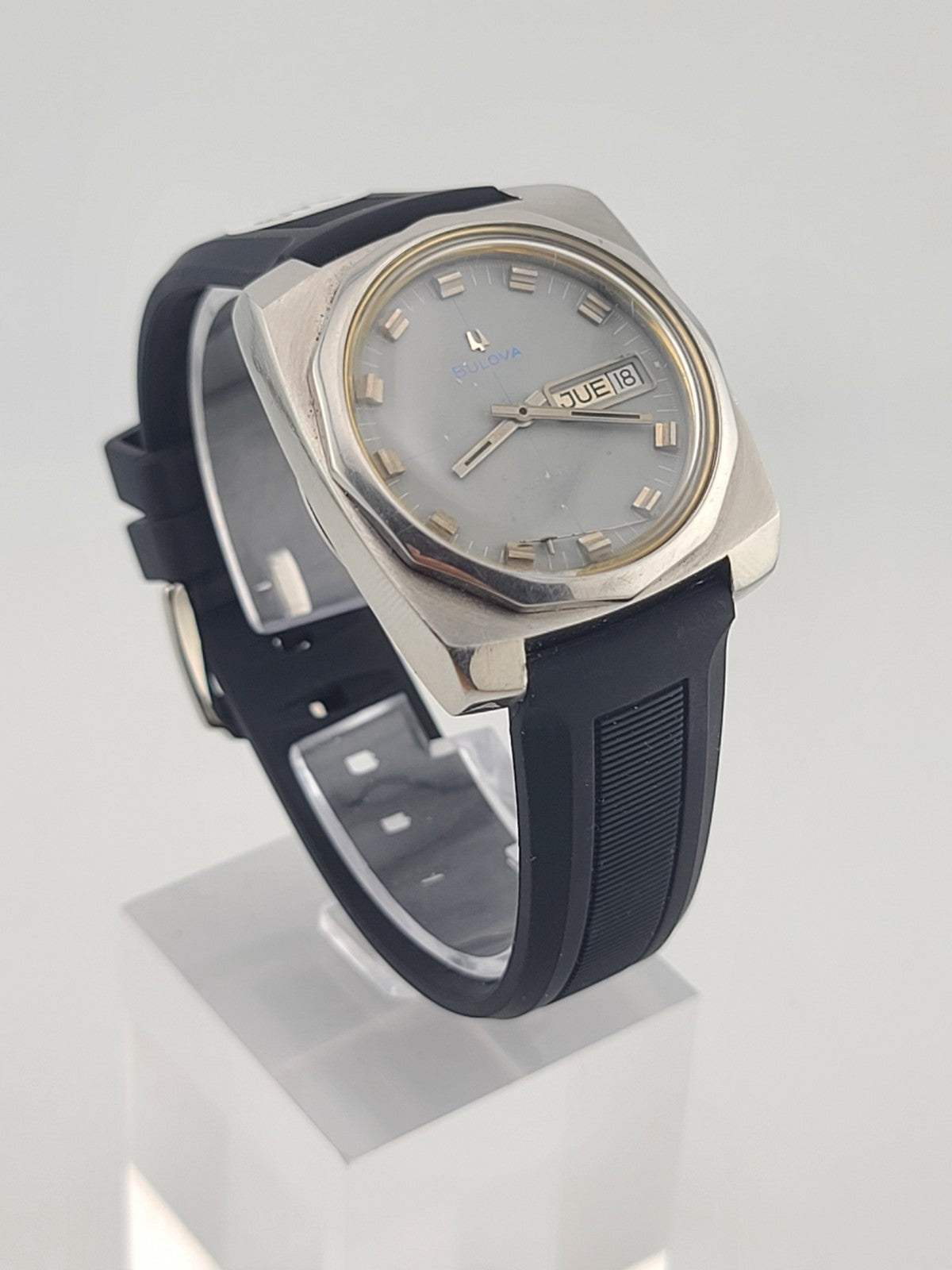 VINTAGE BULOVA 23 JEWELS AUTOMATIC PATINA GRAY DIAL 351503 SWISS MEN'S WORKING.