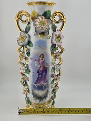 Rare Antique 19th C Jacob Petit Old Vieux Paris Porcelain Rococo 12 7/8" Vase
