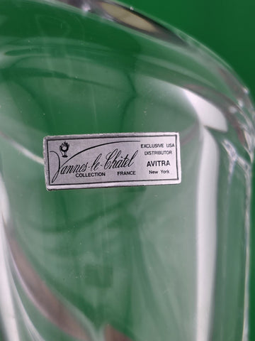 VINTAGE MCM ART VANNES LE CHATEL CALLA LILY VASE 7" CLEAR FRENCH ART GLASS
