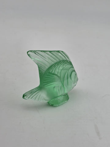 Vintage Lalique France Mint Green Crystal Fish Sculpture 2" Signed Mint Cond.
