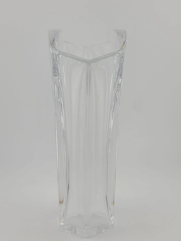 Vintage Baccarat France GINKGO Fan Sparkly Crystal Flower Bud Vase Signed 7”