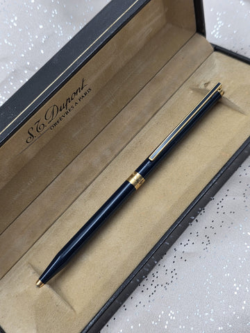 Vintage S.T. Dupont Montparnasse Slim Black Lacquer & Gold-Plated Ballpoint Pen.