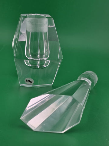 GORGEOUS ELEGANT LARGE ART DECO FACETED CRYSTAL PERFUME PERFUME/SCENT BOTTLE.