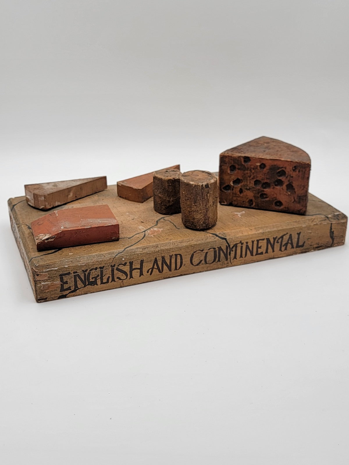 Antique 19th C One Of A Kind English & Continental Wooden Cheese Display Board.