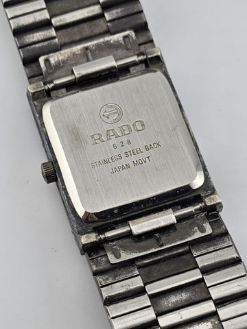 Vintage Rado Diastar Diamond Ladies Quartz Analog Watch Square Black Japan Works