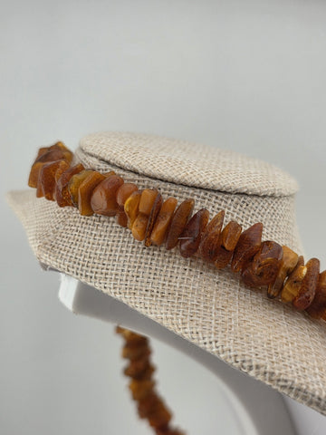 Vintage Genuine Baltic Cognac Amber Chunky Bead Necklace Long 26" Graduated.