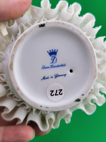 Antique German Dresden Handcrafted Porcelain Lady Figurines by Reine Handarbeit.