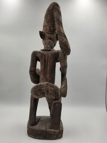 Rare Antique XL 26 In Yoruba African Wood Pregnant Lady Tribal Sculpture Nigeria