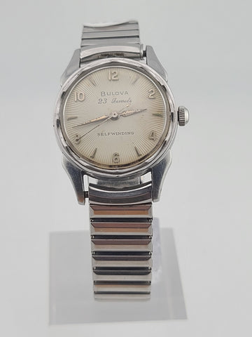 BULOVA 23 Sunburst Self Winding Watch. 23 Jewels 10BPAC Automatic 1950’s. Works.