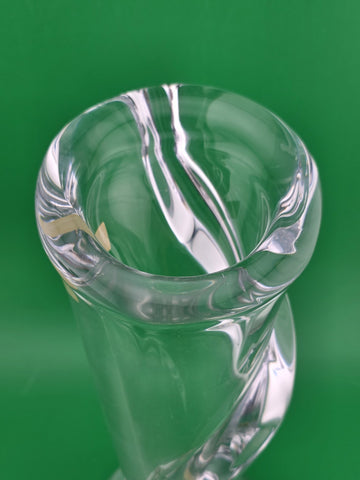 VINTAGE MCM ART VANNES LE CHATEL CALLA LILY VASE 7" CLEAR FRENCH ART GLASS