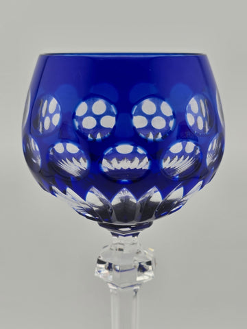 Rare Set Of 3 Vintage Barthmann Leaded Crystal Wine Cut-to-Clear Glasses.