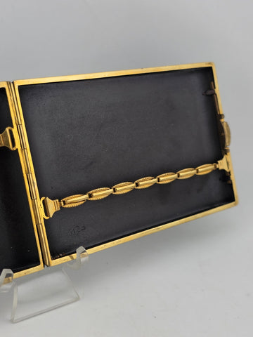 Antique AMITA Japanese Komai Damascene Mixed Metal Cigarette Case W Mount Fuji