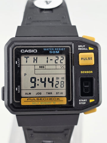 Ultra Rare Vtg Casio JP-100W Pulse Check digital watch 1987 First Pulse Watch