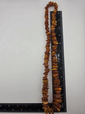 Vintage Genuine Baltic Cognac Amber Chunky Bead Necklace Long 26" Graduated.