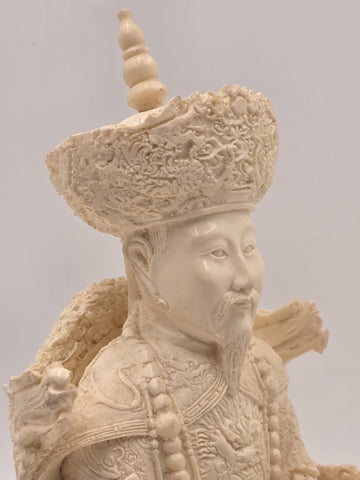 Vintage Chinese Hand-Carved Resin Emperor and Empress Figurine 12” Inch Statue