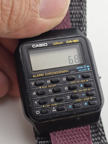Vintage Casio CA-50 Digital Men's 8-Digit Calculator Dual Time Watch Japan Works