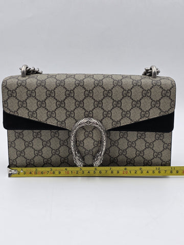 New W Tag Gucci GG Supreme Dionysus Medium Shoulder Bag with Chain Strap.