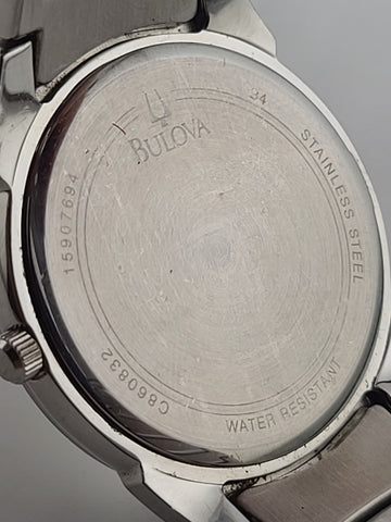 Bulova Mens Watch 96B015 Quartz Silver Dial Date Stainless Steel 38mm. New Batt.